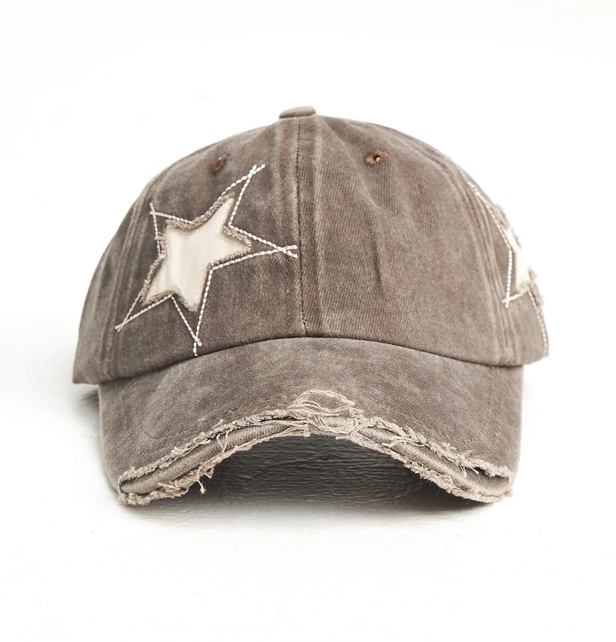 brown cap with star stitching